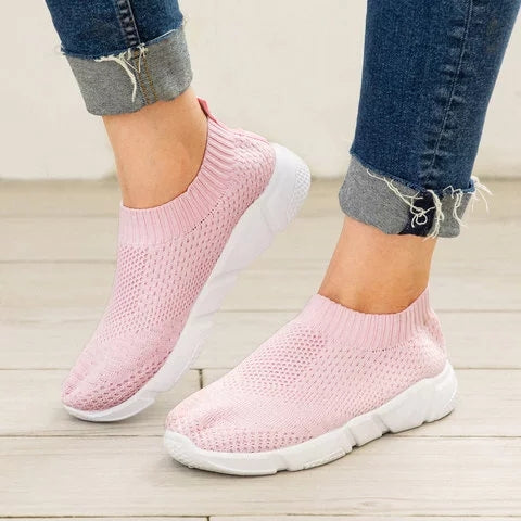 Women Breathable Elastic Cloth Sneakers Platform Slip On Sneakers Plus Size Loafers - fashionshoeshouse
