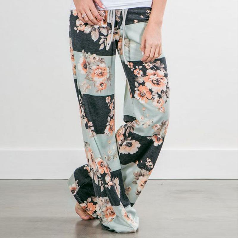 Women's printed drawstring lounge pant summer loose fit pants