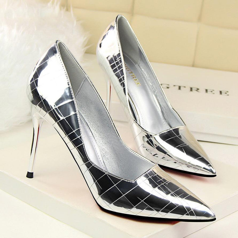 Women's sexy metal mirror stiletto high heels pumps for party club