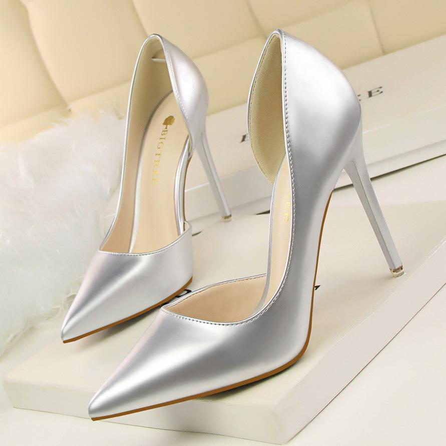 Women's solid high heels pointed closed toe stilettos