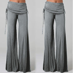 Women's cotton wide leg dance pants casual fold over flowy flare pants