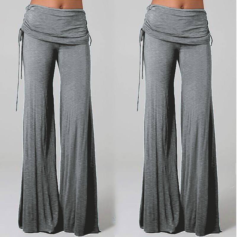 Women's cotton wide leg dance pants casual fold over flowy flare pants