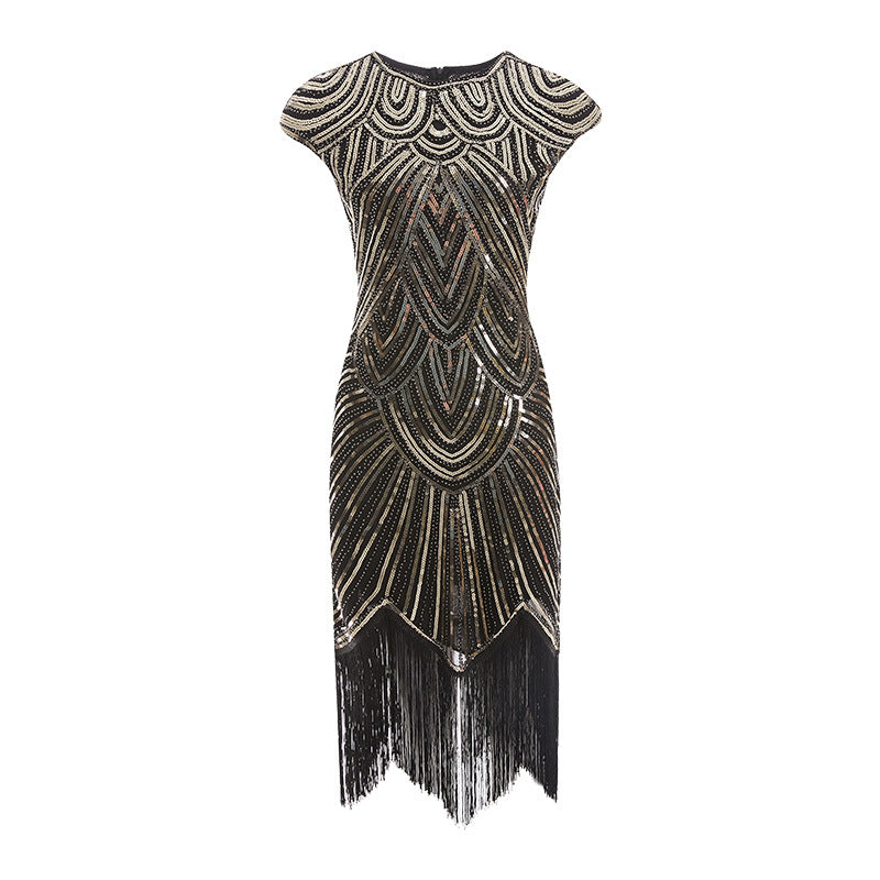 Women's Vintage 1920s Sequins Flapper Dresses Fringed Dress | Wedding banquet evening party dress
