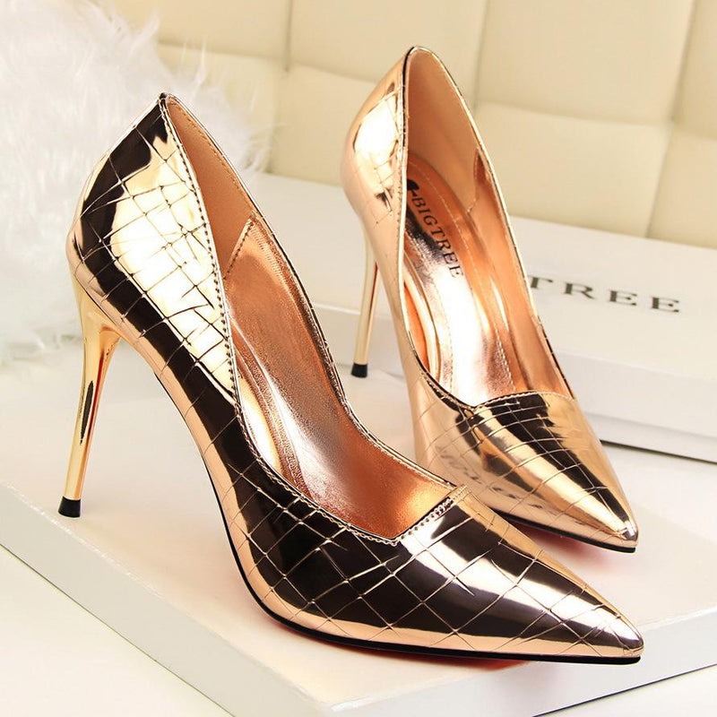 Women's sexy metal mirror stiletto high heels pumps for party club