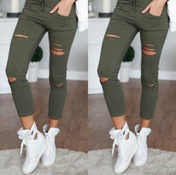 Women's summer ripped cropped pencil pants