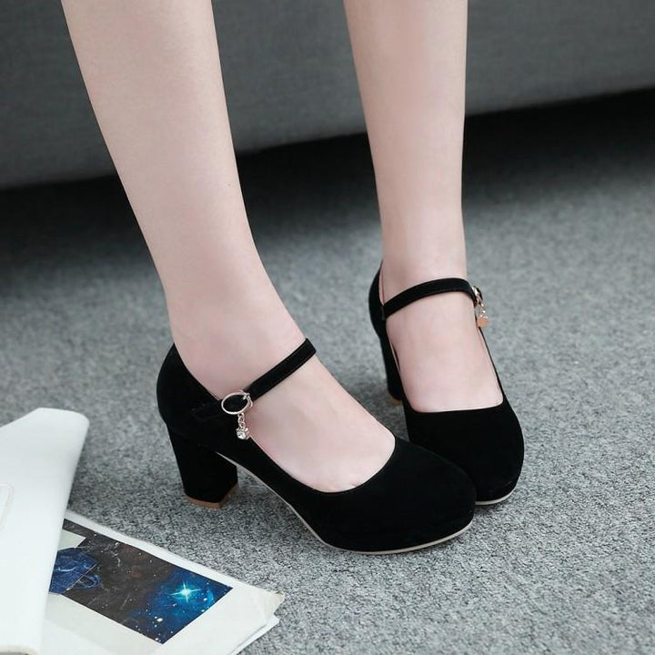 Women's buckle strap high heels dress shoes