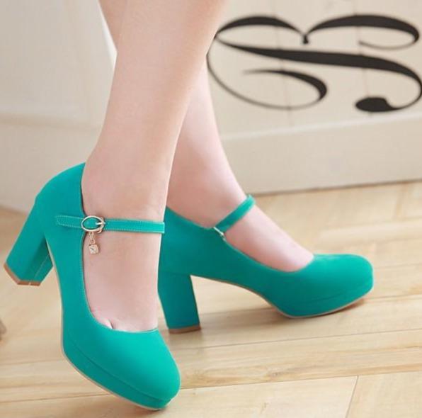 Women's buckle strap high heels dress shoes