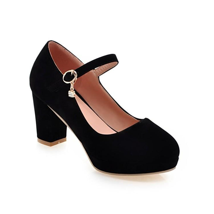 Women's buckle strap high heels dress shoes