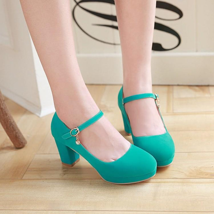 Women's buckle strap high heels dress shoes