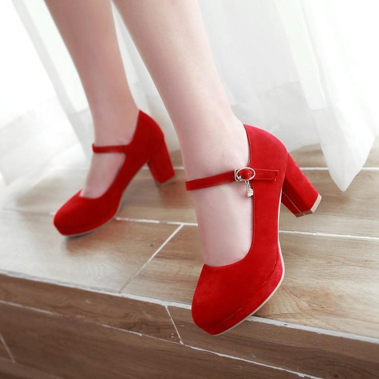 Women's buckle strap high heels dress shoes