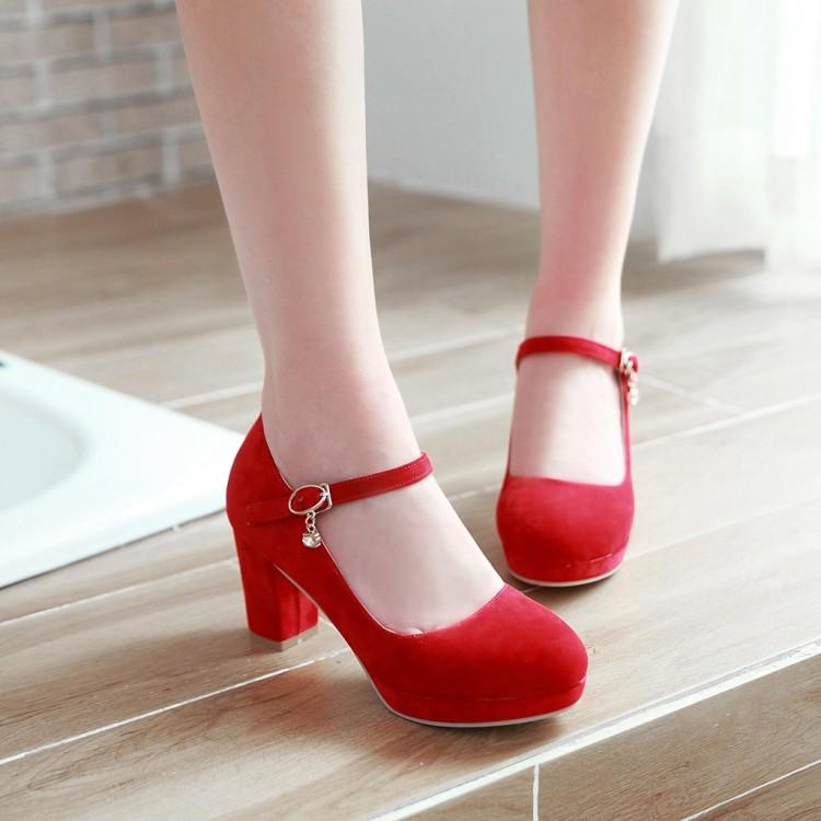 Women's buckle strap high heels dress shoes