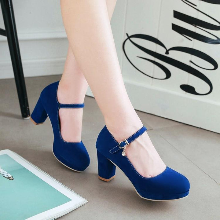 Women's buckle strap high heels dress shoes