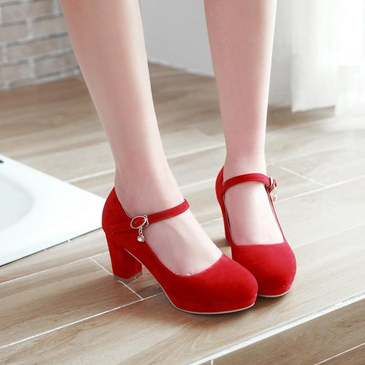 Women's buckle strap high heels dress shoes