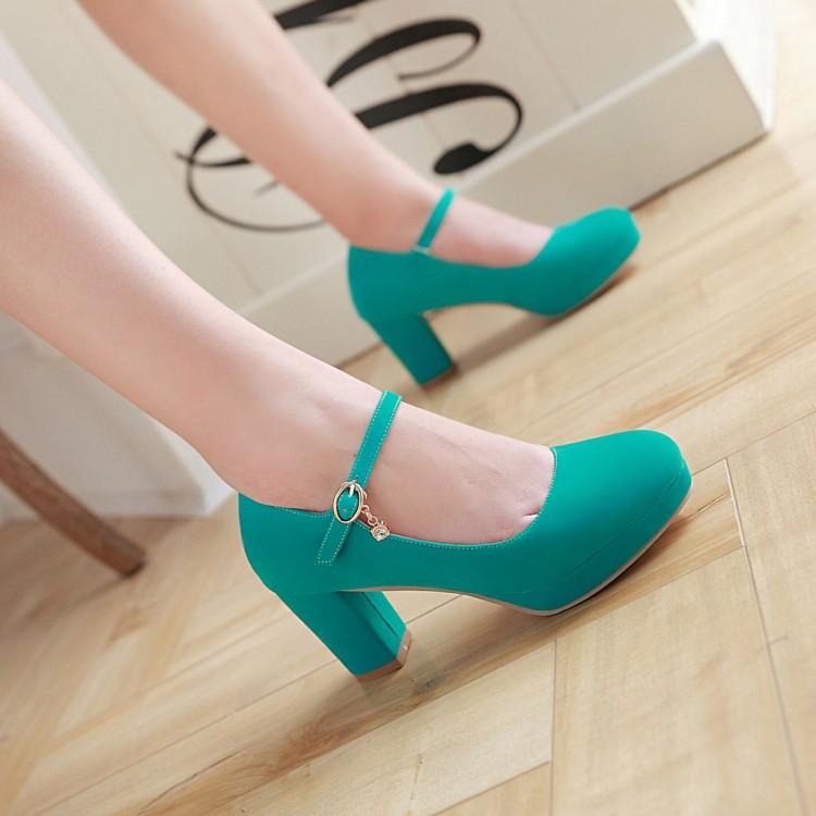 Women's buckle strap high heels dress shoes