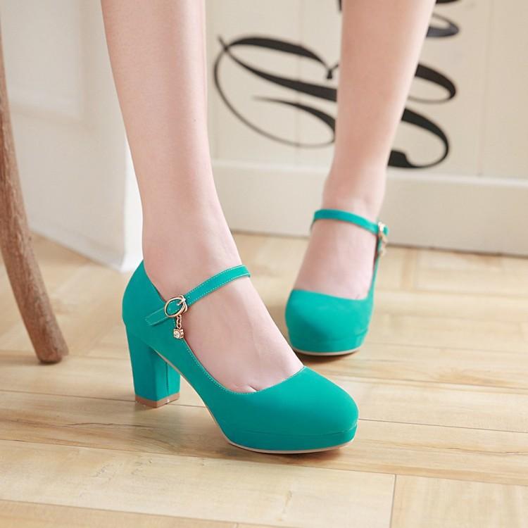 Women's buckle strap high heels dress shoes