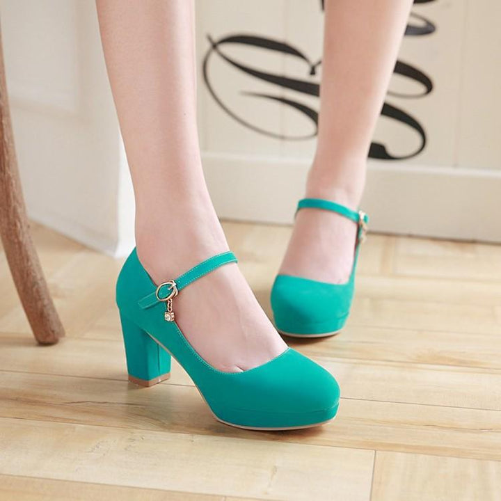 Women's buckle strap high heels dress shoes