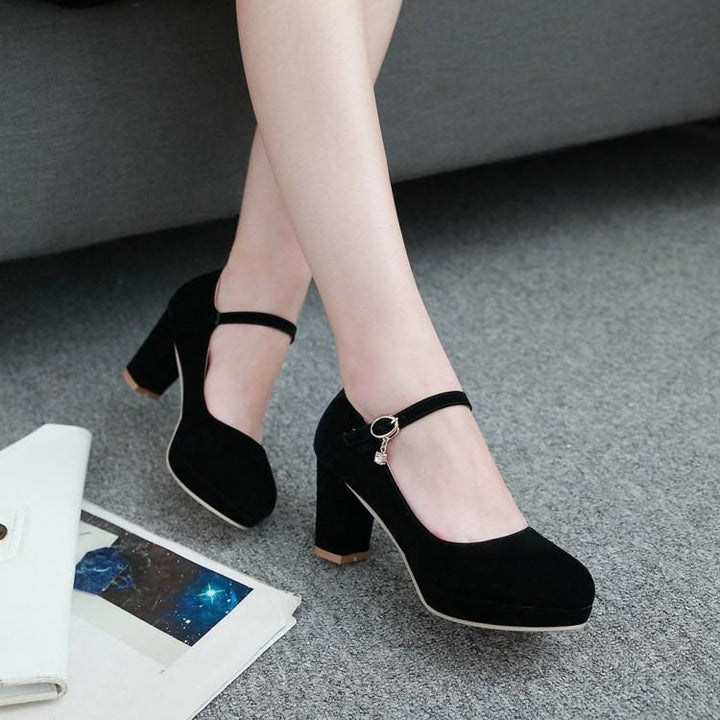 Women's buckle strap high heels dress shoes