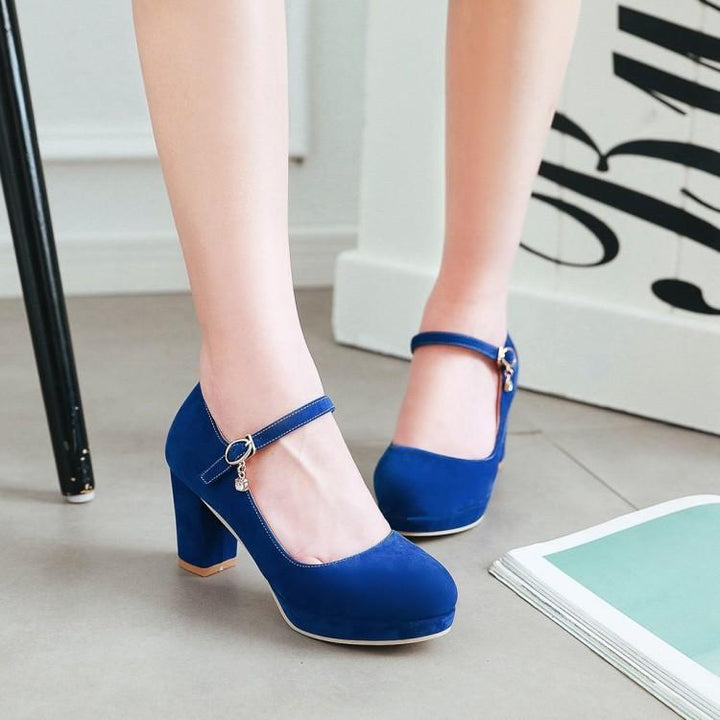 Women's buckle strap high heels dress shoes