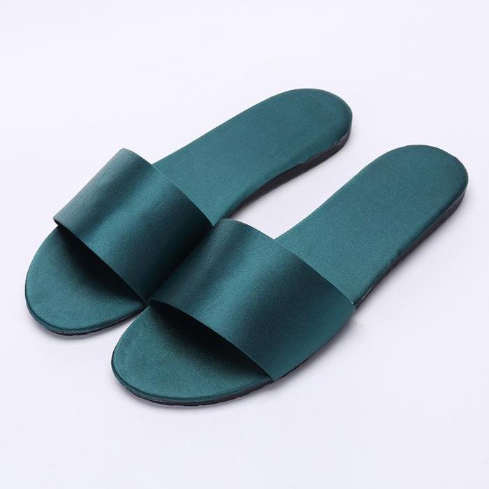 Women's flat silky indoor slides with arch support house slippers wedding slippers