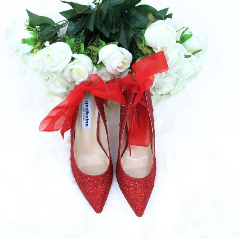 Wedding rhinestone stiletto heels fashion back lace bridal pumps shoes