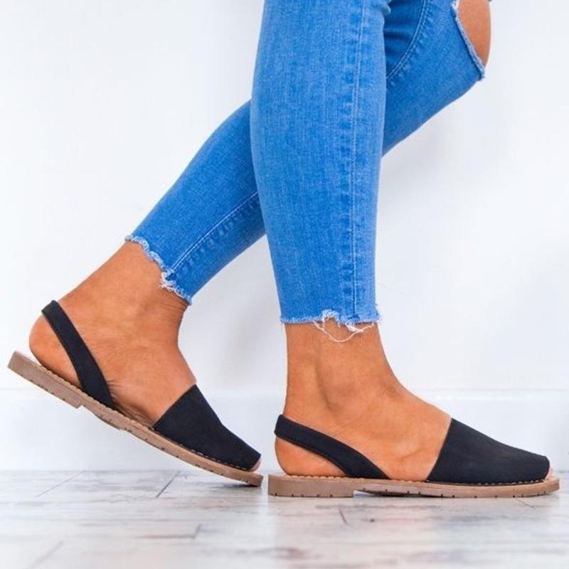 Portable Summer Peep Toe Flat Sandals - fashionshoeshouse