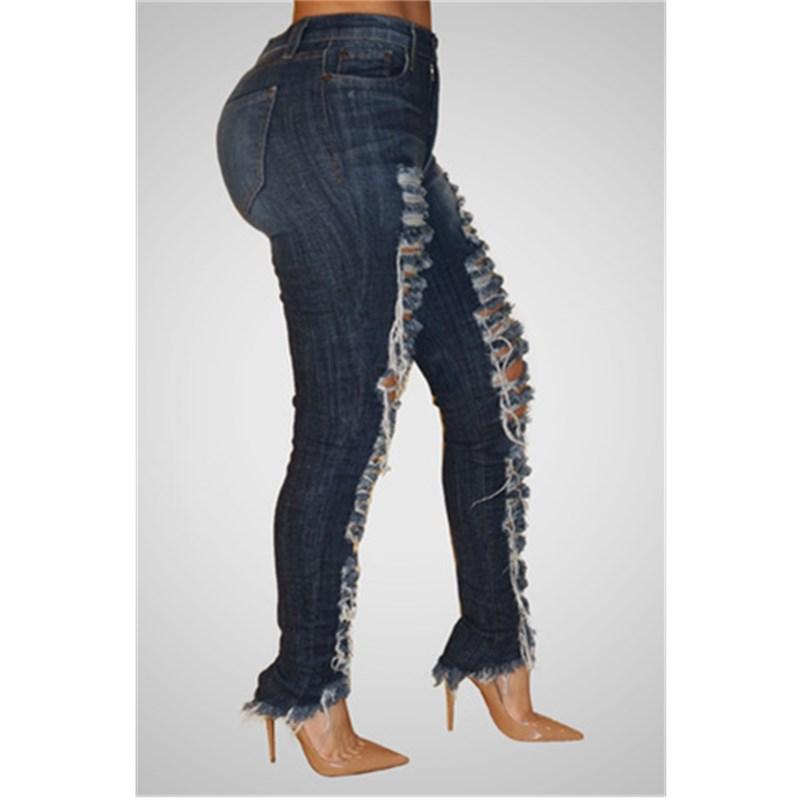 Women's mid rise skinny ripped jeans sexy curvy jeans