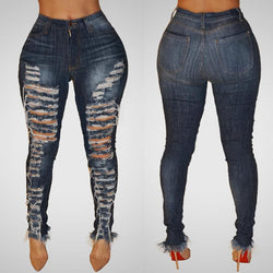 Women's mid rise skinny ripped jeans sexy curvy jeans