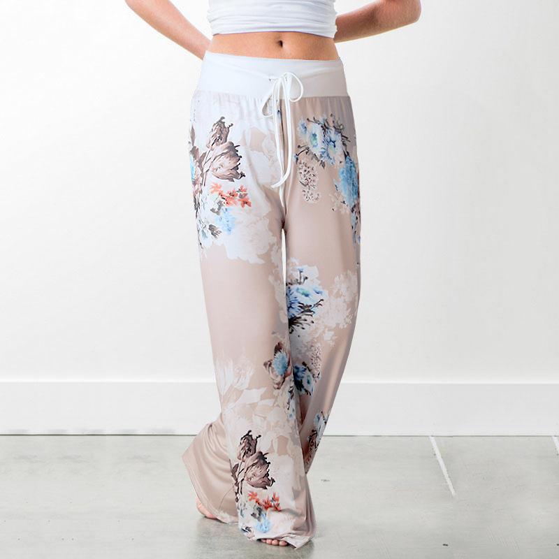 Women's printed drawstring lounge pant summer loose fit pants