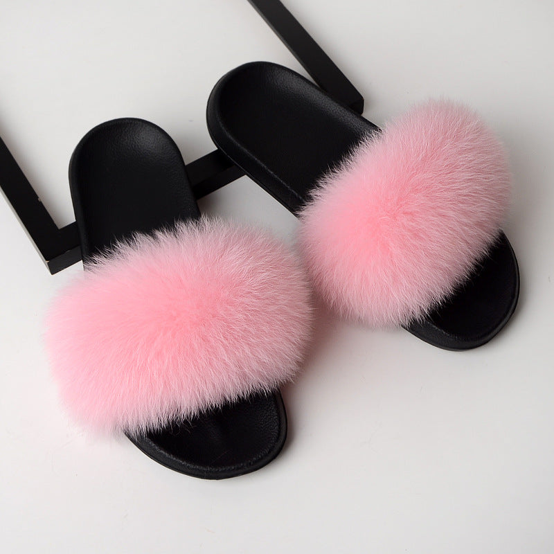 Women's faux fur slippers | Winter indoors fuzzy slides