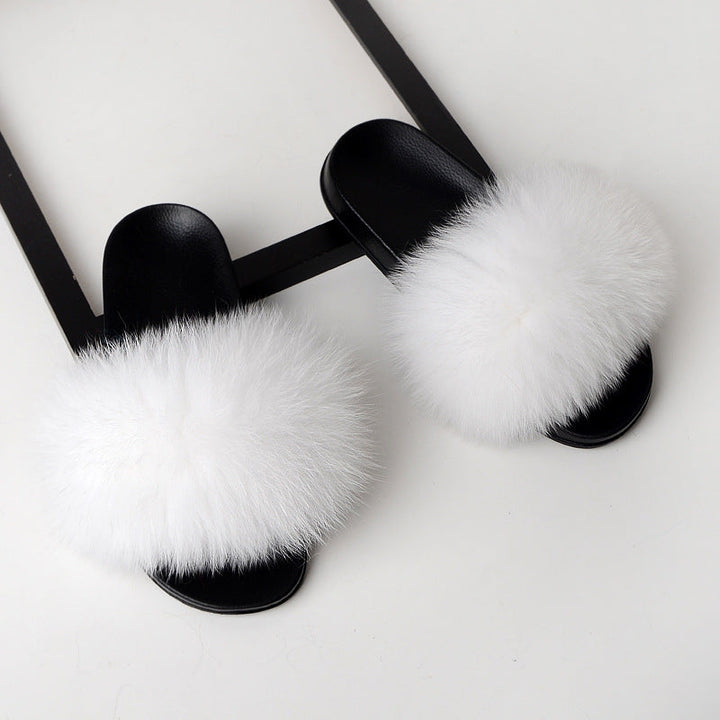 Women's faux fur slippers | Winter indoors fuzzy slides