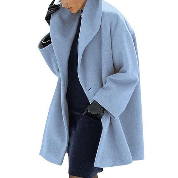 Women one button tweed blazer coat chunky lapel winter outerwear