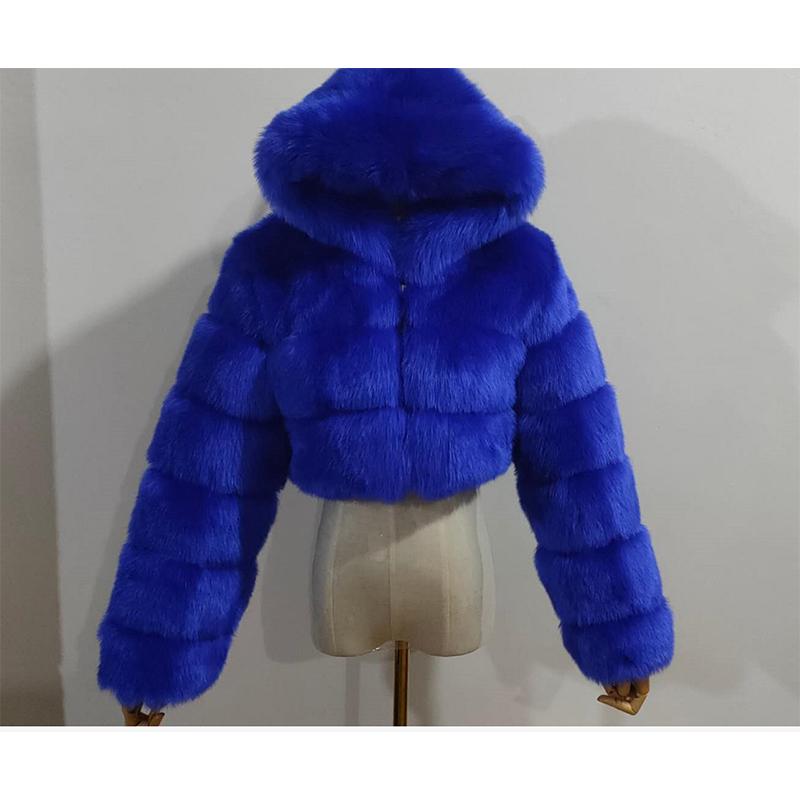20 colors women faux fur chunky hooded coat