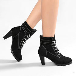Women's high heeled front lace booties fashion fall/winter ankle boots