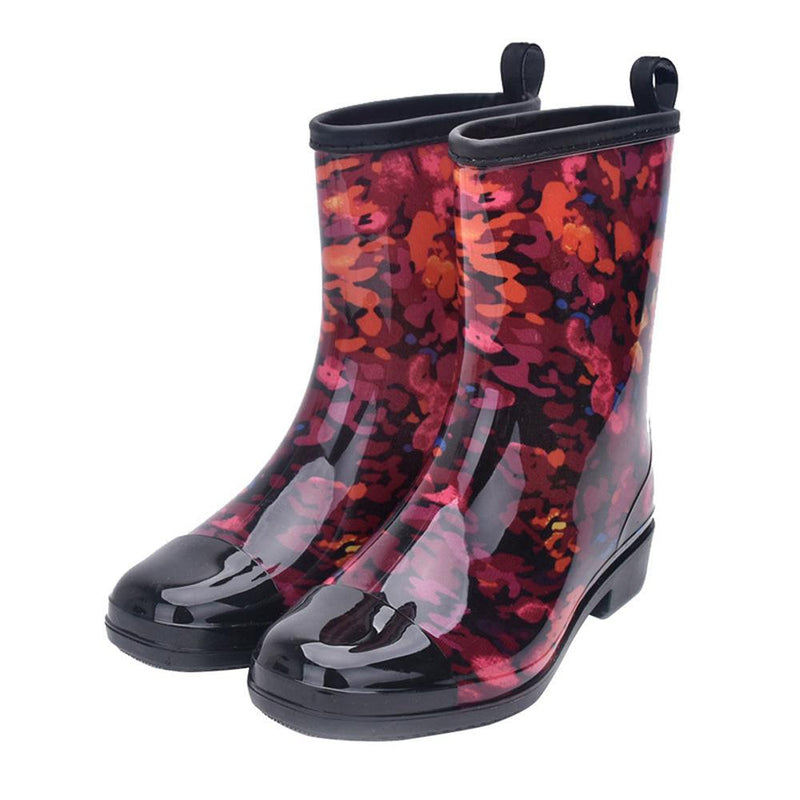 Women fashion rain boots mid calf waterproof rain shoes