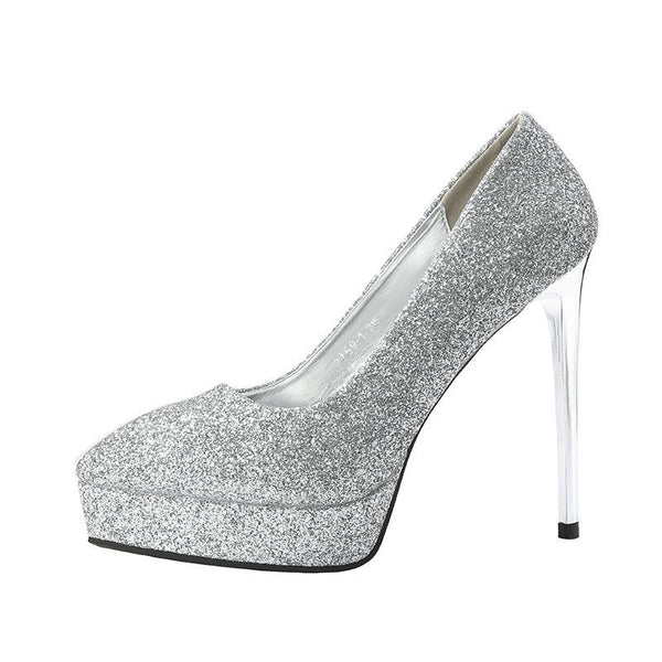 Women's rhinestone sparkly wedding heels sexy platform stiletto hees for party