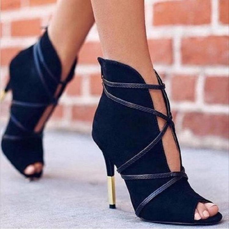 Women's sexy back lace-up peep toe summer booties sandals