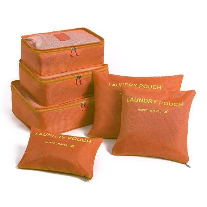 6pcs Nylon Travel Bag Set Large Capacity Clothing Sorting Organizer