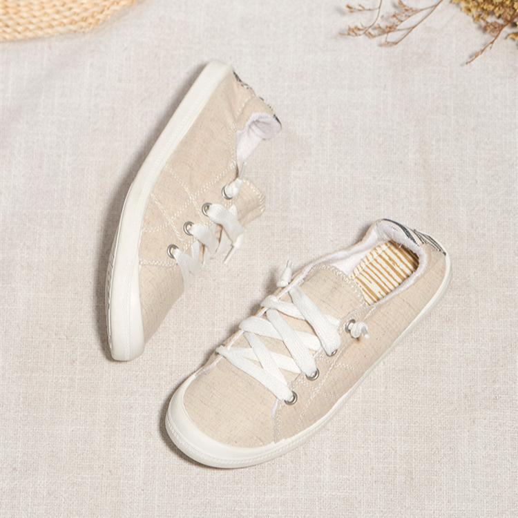 Women's gray summer front lace canvas shoes