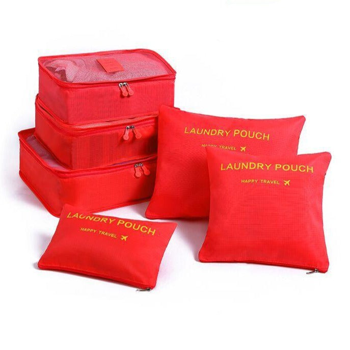 6pcs Nylon Travel Bag Set Large Capacity Clothing Sorting Organizer