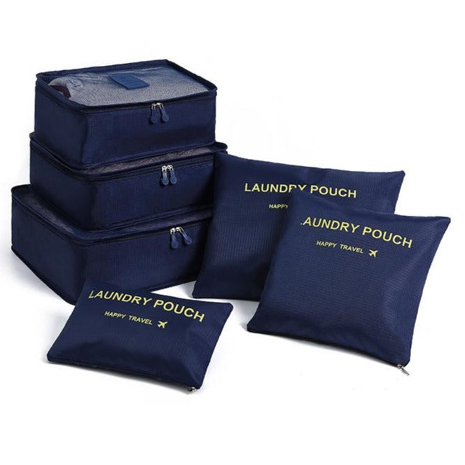 6pcs Nylon Travel Bag Set Large Capacity Clothing Sorting Organizer - fashionshoeshouse