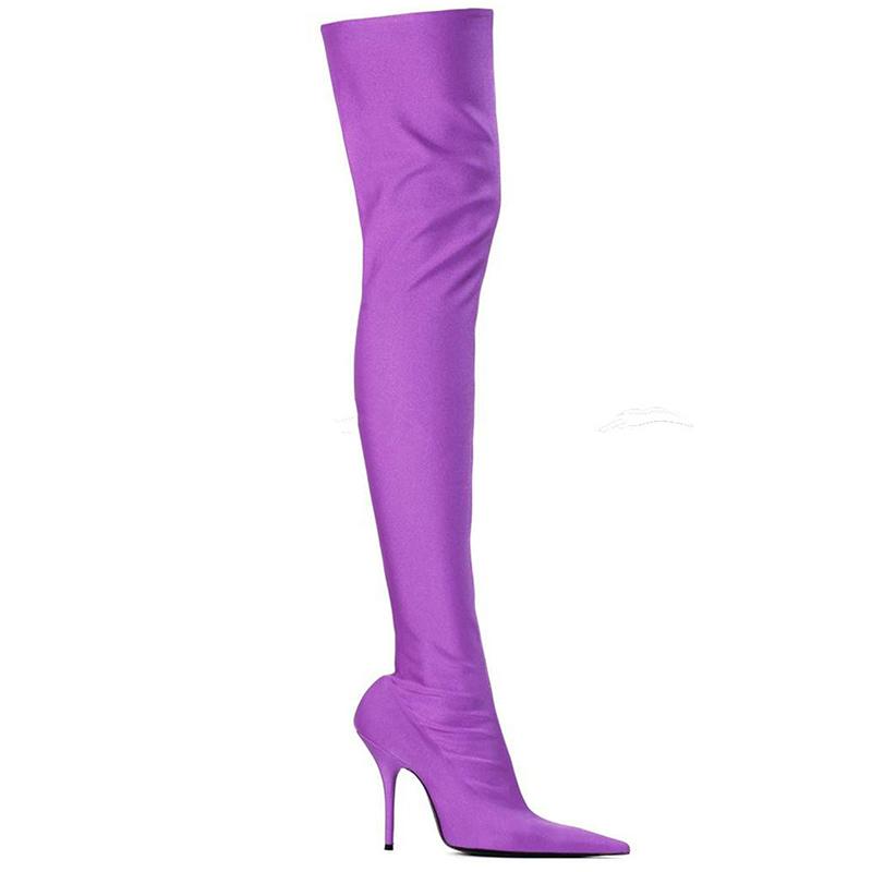 Women's sexy slim fit silky elastic thigh high boots| stiletto high heels over the knee boots