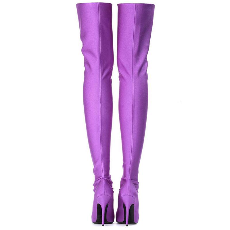 Women's sexy slim fit silky elastic thigh high boots| stiletto high heels over the knee boots