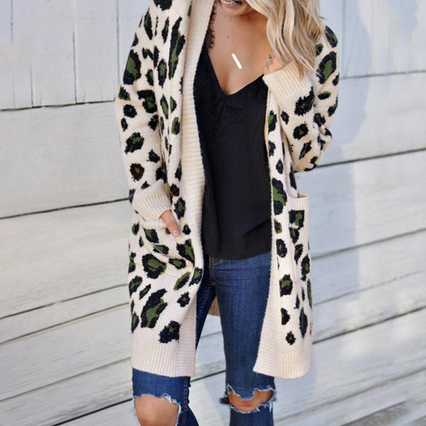 Women 2019 Winter Fashion Cardigan Leopard Sweater - fashionshoeshouse