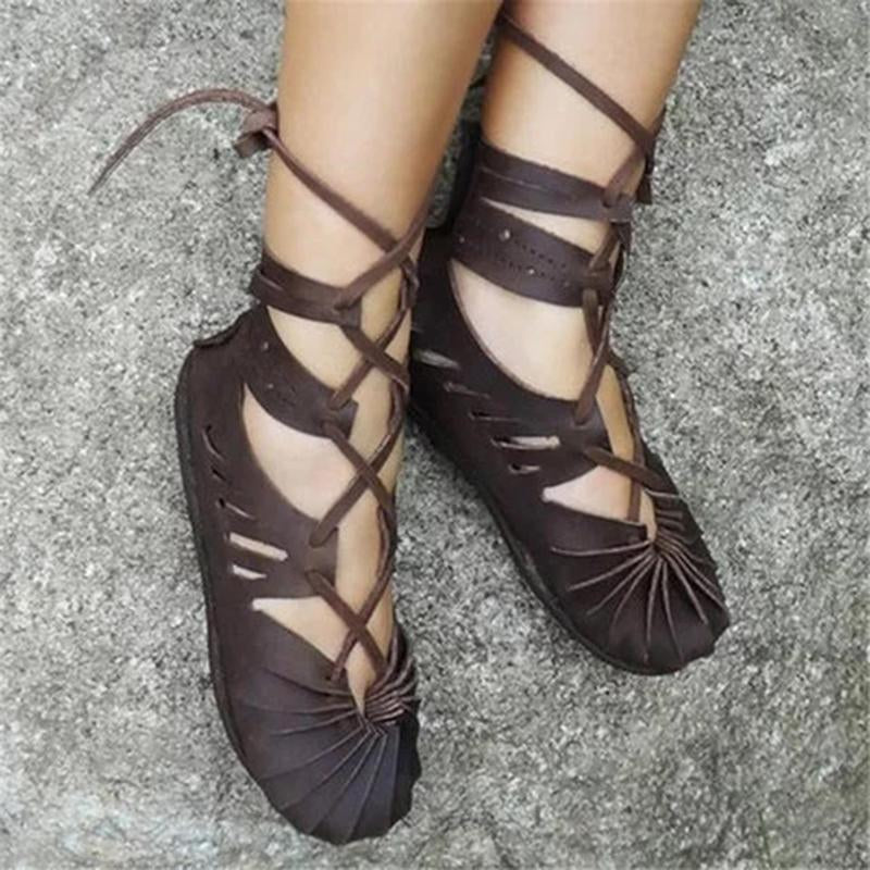 Women Casual Lace-up Sandals Plus Size Celtic Shoes - fashionshoeshouse