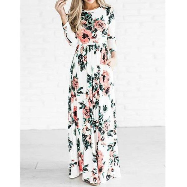 Floral Print Maxi Dress - fashionshoeshouse