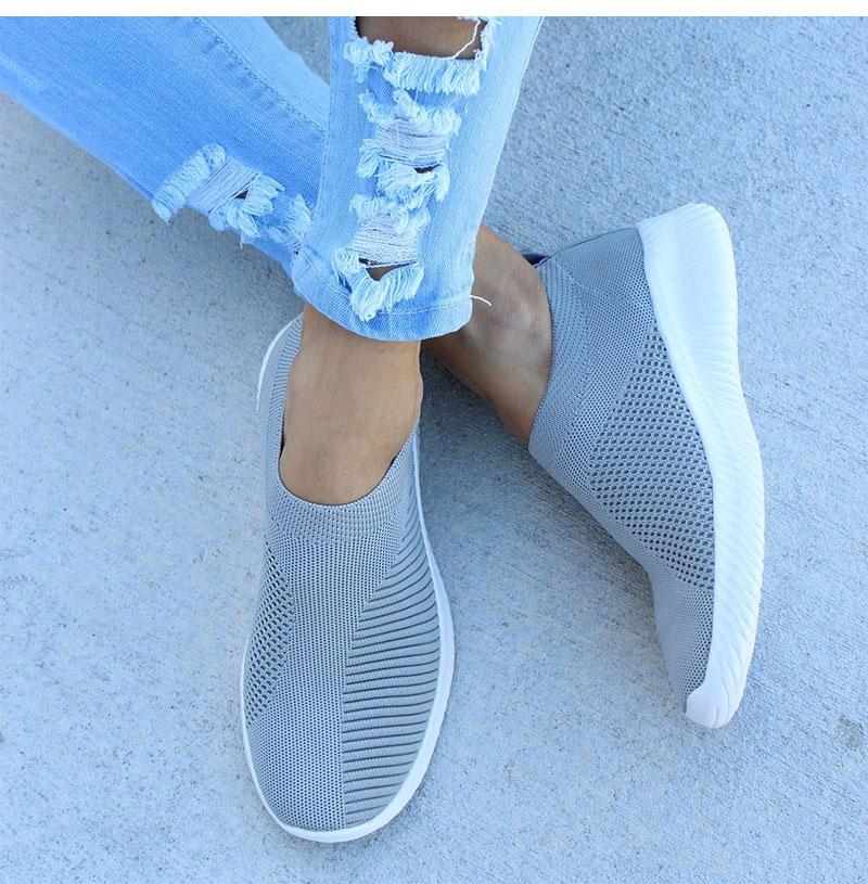Women Knitting Sneaker Slip On Comfy Walking Shoes for Summer/Fall - fashionshoeshouse