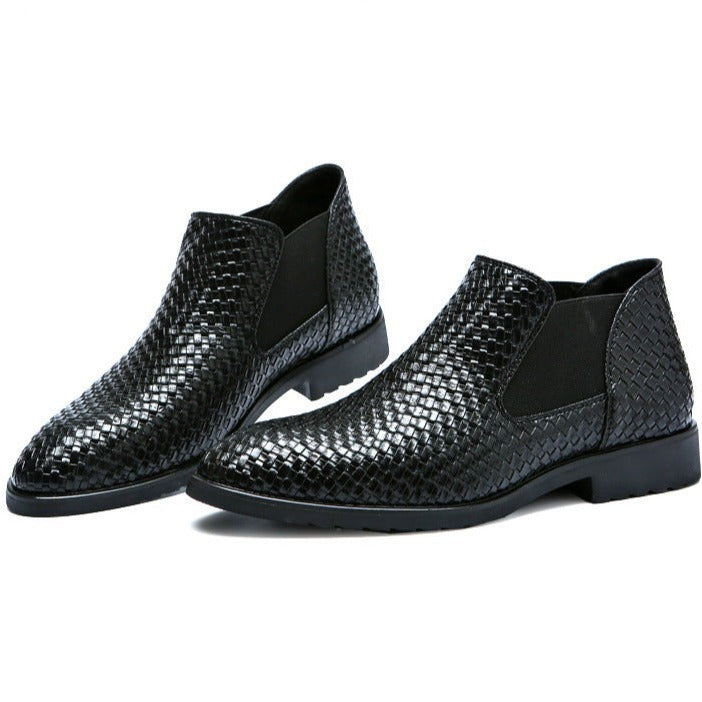 Men's plaid slip on chelsea boots Casual daily workwear shoes