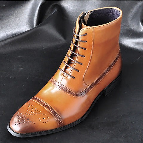 Men's retro formal brogue dress boots lace-up boots