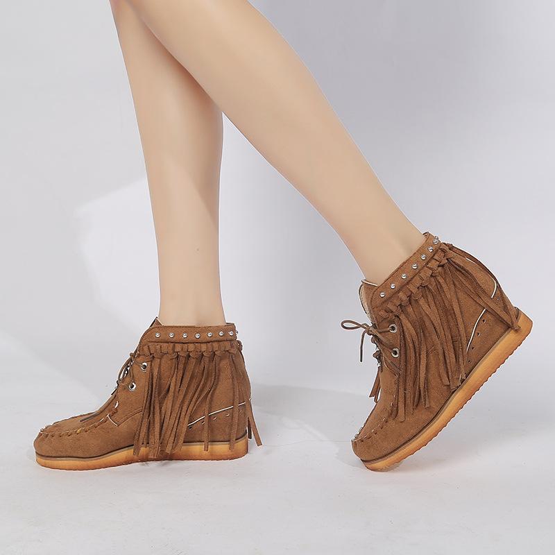 Women's retro faux suede tassels ankle boots