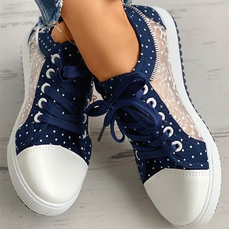 Women's mesh lace front lace canvas shoes summer fashion casual shoes